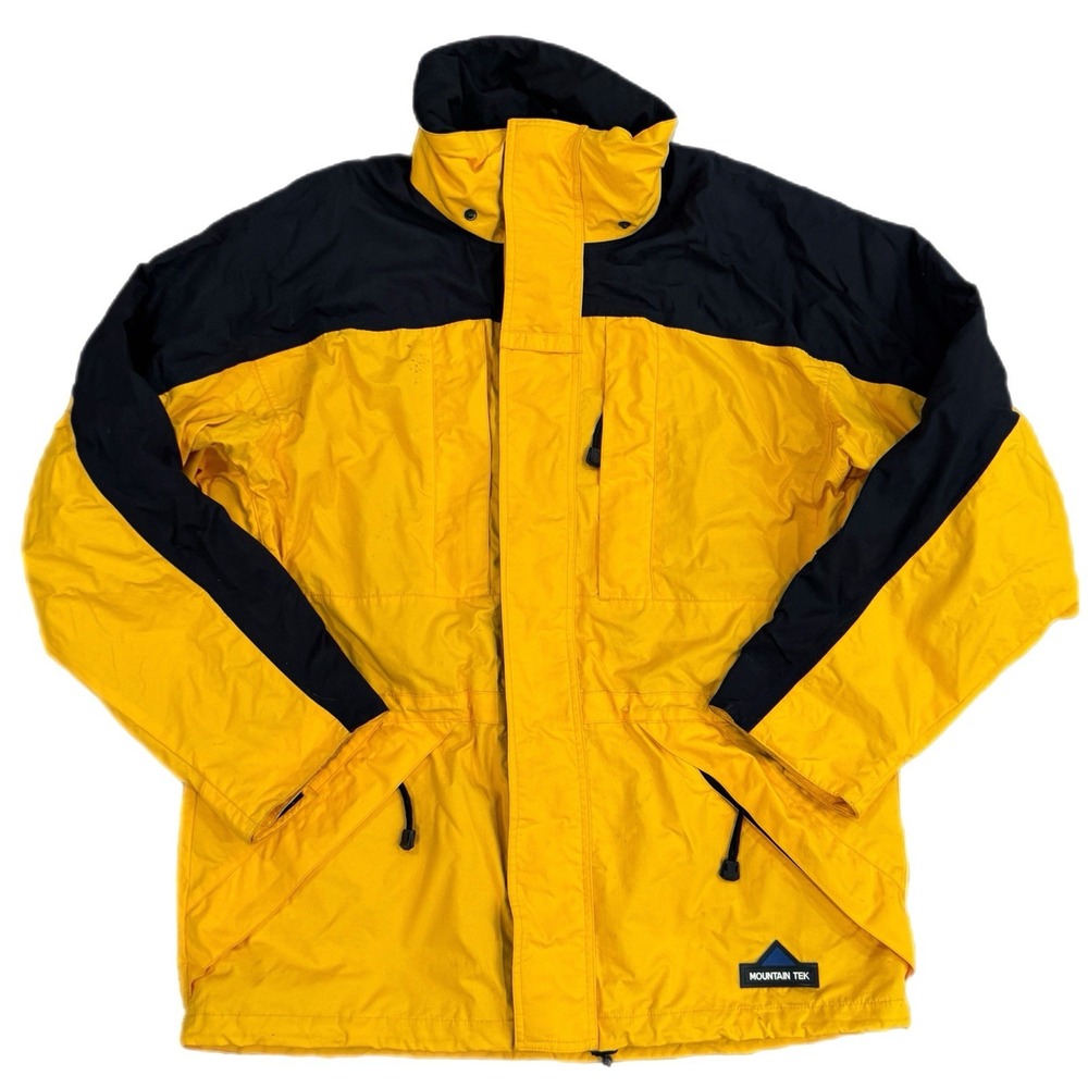Vintage 90s Mountain Tek Shell Jacket MT2000 Yellow Black Men's Large